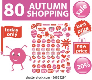 80 carteles de las compras del otoño. vector