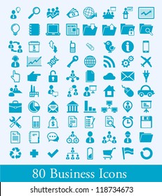 80 business icons, human resource vector elements, communication