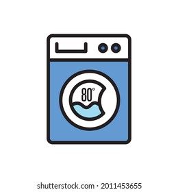 80 Celcius Washing Machine Icon Vector Illustration
