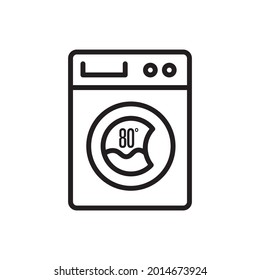 80 Celcius Washing Machine Outline Icon Vector Illustration