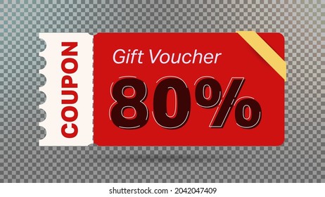 80% coupon promotion sale for website, internet ads, social media. Big sale and super sale coupon code 80 percent discount gift voucher coupon vector illustration summer offer ends weekend holiday