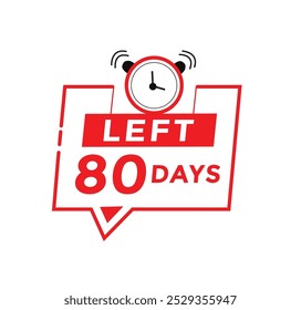 80 días restantes icono de la insignia, venta de Web Anuncio cuenta regresiva promocional del temporizador de ofertas. diseño de Ilustración vectorial.