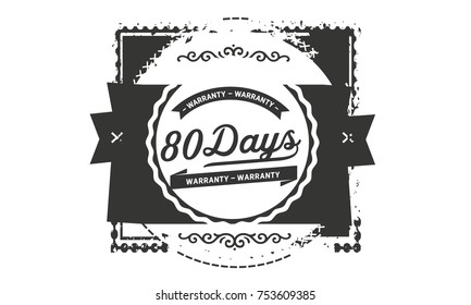 80 days warranty icon vintage rubber stamp guarantee