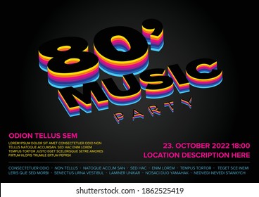 80' Disco music party poster template