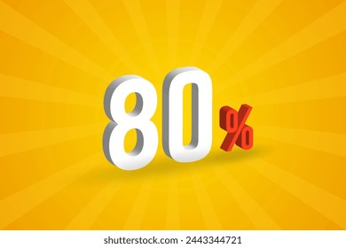 80% Rabatt 3D Text für Verkauf und Promotion.
