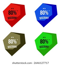 80% Discount Badges – Bold Sale Labels and Promotional Offer Stickers for Online Shopping and Advertising
