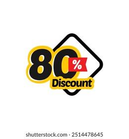 80% Discount Big Sale Flat Design Vector Template Illustration