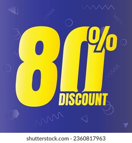 80% discount deal sign icon, 80 percent special offer discount vector, 80 percent sale price reduction offer design, Friday shopping sale discount percentage icon design