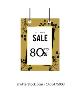 80% discount frame on brown background. Sale banner template design. Big sale special offer. Special offer vector illustration can be use banner, poster, flyer, brochure, sticker.