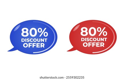80% discount offer multicolored on white background
Frame, promotion icon, sales. discounts 3d