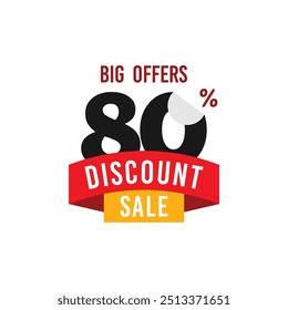 80% Discount Sale Big Offer Flat Design Vector Template Illustration