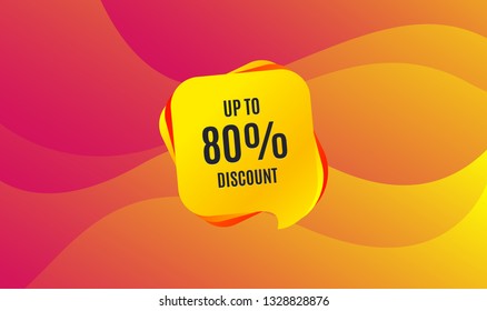 Up to 80% Discount. Sale offer price sign. Special offer symbol. Save 80 percentages. Wave background. Abstract shopping banner. Template for design. Vector