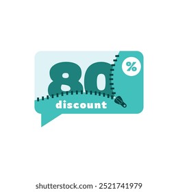 80% Discount Sale Tag Label Vector Template Design Illustration