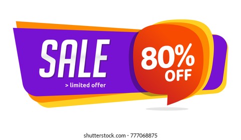 80 discount, Sales Vector badges for Labels, , Stickers, Banners, Tags, Web Stickers, New offer. Discount origami sign banner