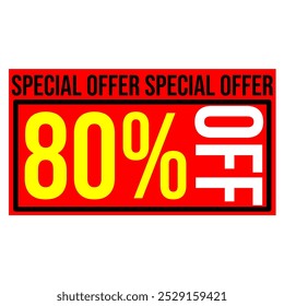 80% discount tag, red and yellow rectangular shape, perfect for commerce, marketing promotions and retail sales