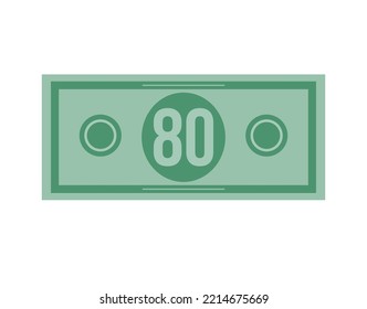 80 dollar vector illustration isolated in white background. Dollar price for sales and promotion