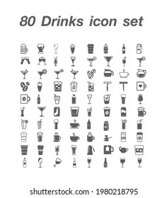 80 Drink icon set vector