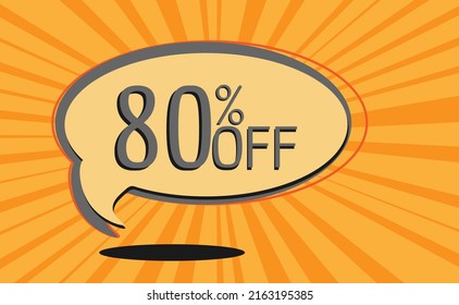 80 eighty percent discount yellow banner with a ballon and background yellow for promotions and offers
