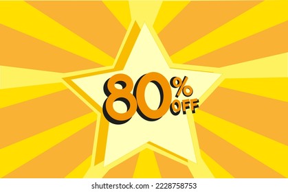 80 % Rabatt. Gelb-weißer Sternbanner