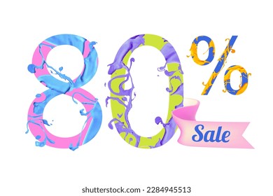 80 (eighty) percents sale. Vector paint digits