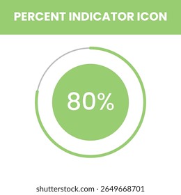 An 80% filled circular progress icon representing solid advancement toward a goal. Great for use in web and mobile dashboards, analytics reports, progress trackers, and modern interface design element