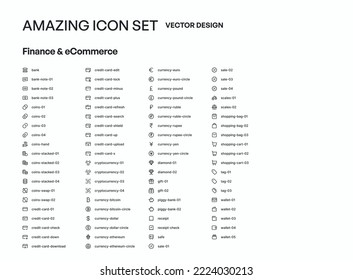 80 Finance and Commerce icon pack symbol template design collection. Set of flat signs and symbols for web and apps.