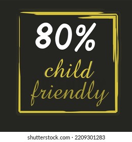 80% GMO percentage Vector art illustration of a brown square sign label with yellow and white lettering