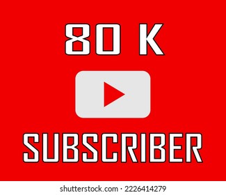 80 K suscriptor blanco en la ilustración del vector de arte de banner rojo