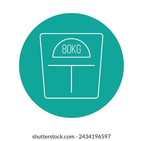 Escala de 80 kg. Vector de escala de piso, concepto de medición de peso corporal. Salud y cuidado aislado sobre fondo blanco