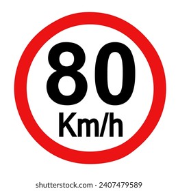 80 kilometer per hour road symbol