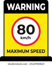 80 km per hour maximum speed limit traffic sign illustration