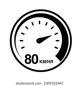 80 km per hour speedometer icon vector illustration eps