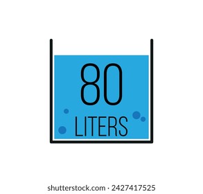 80 litros icono diseño vectorial. Medida líquida en litros aislados sobre fondo blanco