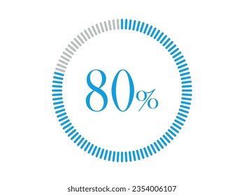 80% Loading, 80% Kreis Diagramme Infografik Vektor, Prozentsatz einsatzbereit für Web-Design.