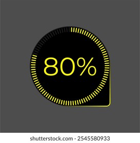 80% Loading. Ui Diagram vector. Download progress icon. Circle diagram interface. Eighty percent downloading.