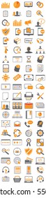 80 modern web icons for search engine optimization, security, protection, shopping, commerce and information technology in Orange