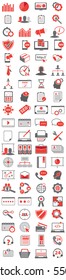 80 modern web icons for search engine optimization, security, protection, shopping, commerce and information technology in Red