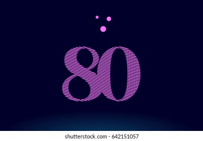 80 number digit logo pink line stripes magenta purple blue font creative text dots company vector icon design