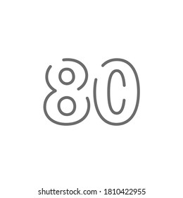 80 number line design font. Gray color on white background isolated vector illustration