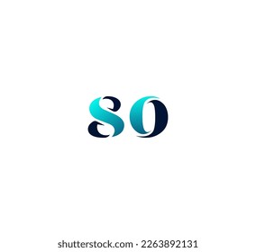 80 Elementos de plantilla de diseño del logotipo de números. Logo digital abstracto moderno. Ilustración vectorial.