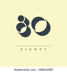 80 Number Shadow Letter Design Logo Vector