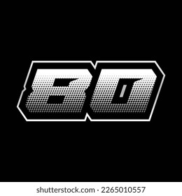 80 Number Speed Logo Design Template Inspiration, Vector Illustration For Sticker, Racing.