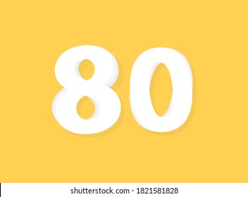 80 Number vector, modern layers design font. Eps10 illustration             