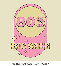 80% DE DESCONTO. Grande venda, oitenta por cento. Etiqueta de preço. Etiqueta Retrô Vintage Oferta Especial. Ilustração de vetor vintage.