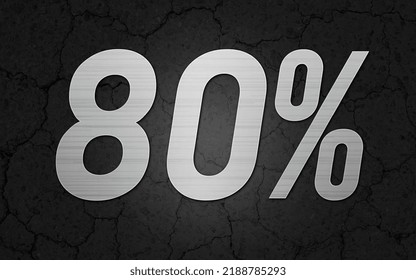 80% off. Black banner with ten percent off for mega big sales.