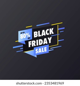 80% Off Black Friday Super Sale vector Illustration for Big, Hot deals, Super, Friday Sale, Mega Sale, Business shopping online 