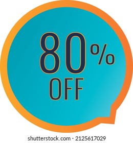 80% off. Blue gift balloon with orange edges ideal for promotions and offers