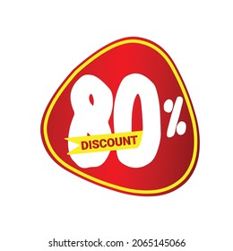 80% off discount banner. Special offer sale tag vector