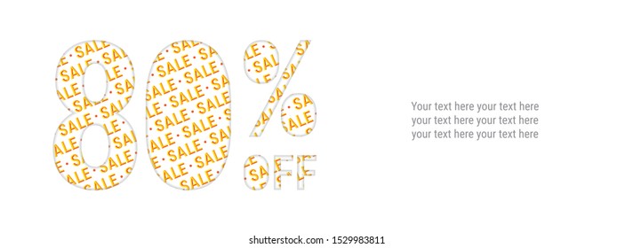 80% off discount promotion sale. White poster, banner, ads. Paper cut with sale pattern. For your unique selling poster, banner promotion offer percent discount ads - Powered by Shutterstock - Get 15% off with code: PIKWIZARD15