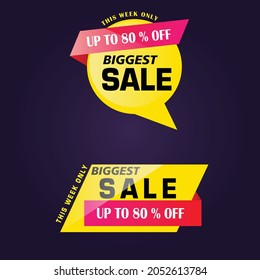 80% OFF Discount Sticker. Sale Red Tag Isolated Vector Illustration. Discount Offer Price Label, Vector Price Discount Symbol.